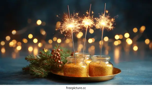 Sparkling Gold Christmas Decorations in Glass Jars