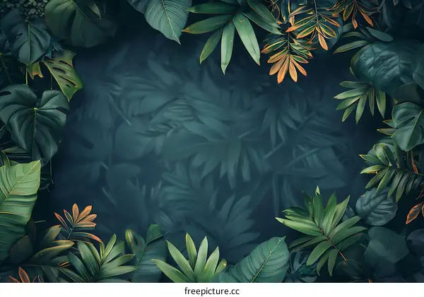 Green Tropical Leaves Frame Background