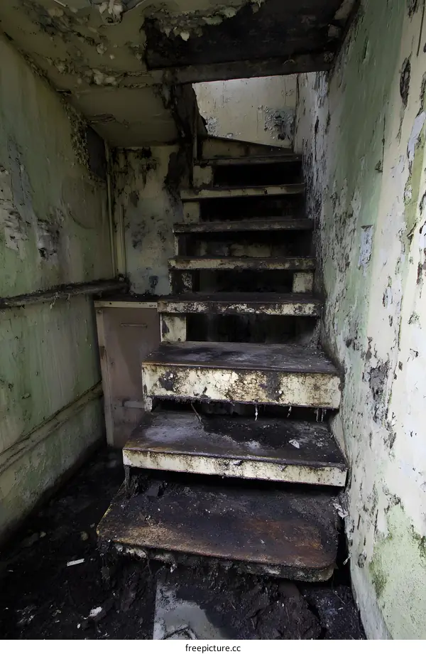Rusty Old Staircase in an Abandoned Building