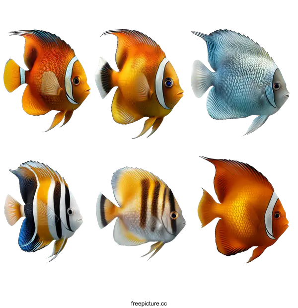 [Transparent Background PNG]Colorful Exotic Fish Illustration Collection