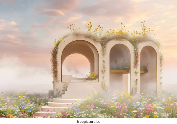 Archway House in a Field of Flowers