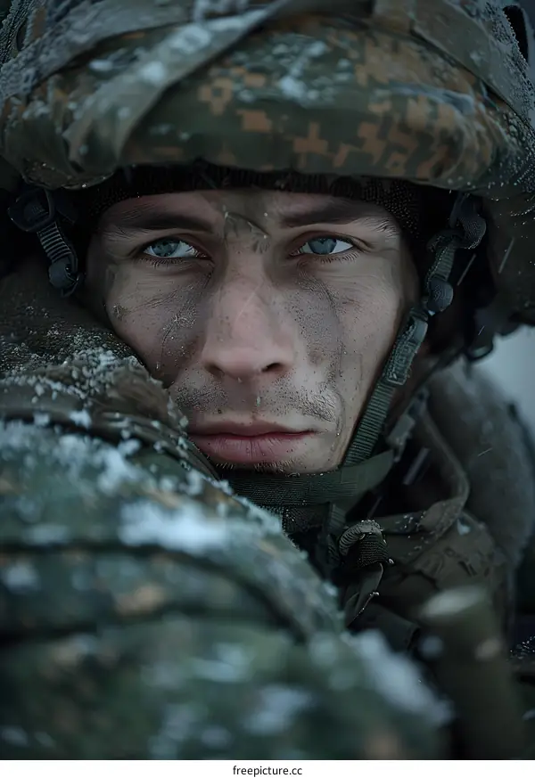Portrait of a soldier in winter gear