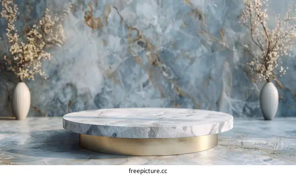 Marble Surface Backdrop with Platform Display