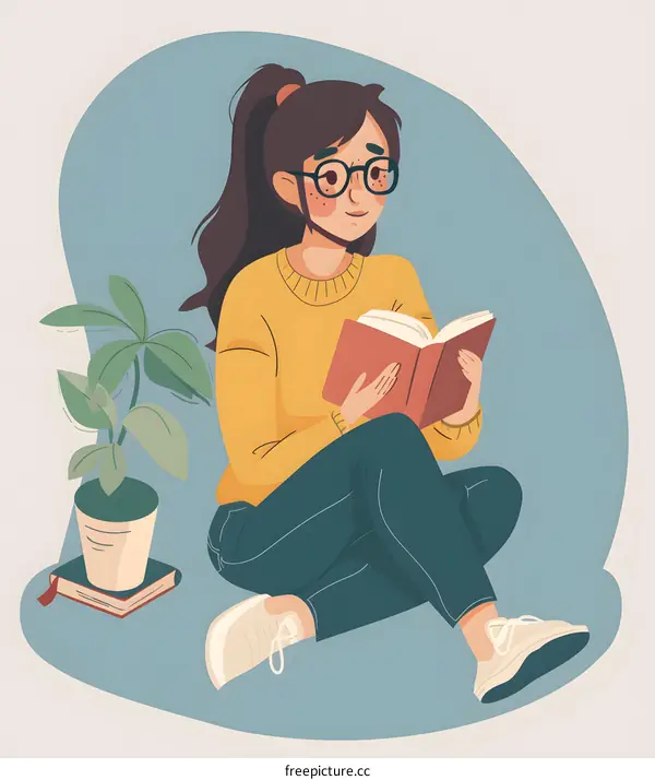 Young Woman Reading a Book in a Cozy Home Setting