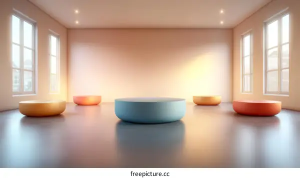 Modern Minimalist Display Podiums in a Light-Filled Room