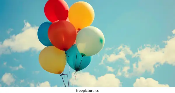 Colorful Balloons Flying in the Blue Sky