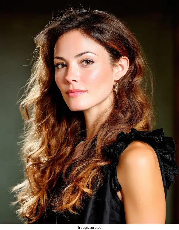 Close Up Portrait of a Woman with Beautiful Wavy Hair