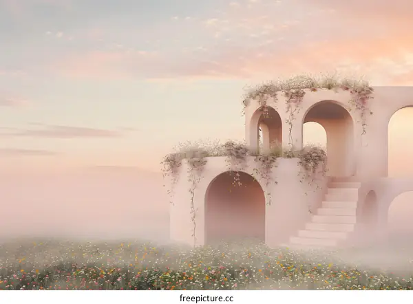 Pink Dreamy Archway With Flower Vines