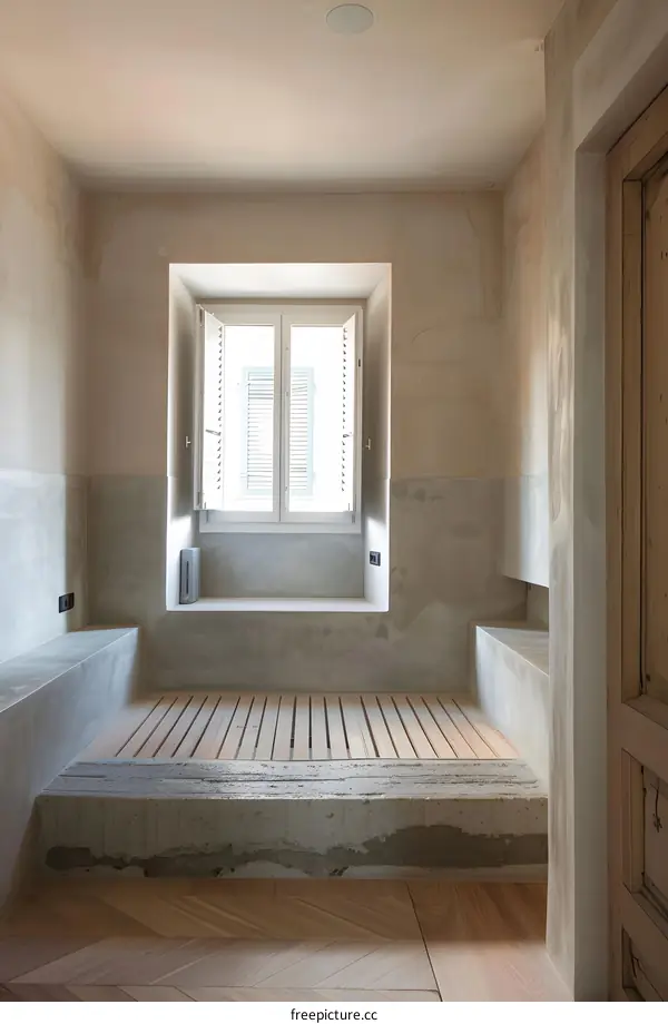 Minimalist Interior Design with Wooden Floor and Window