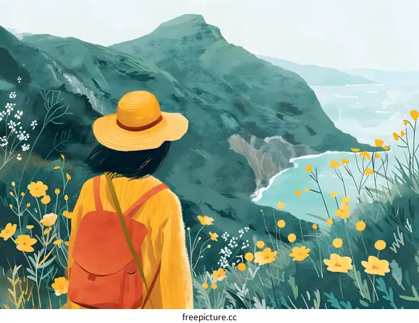 woman standing on a cliff admiring the sea