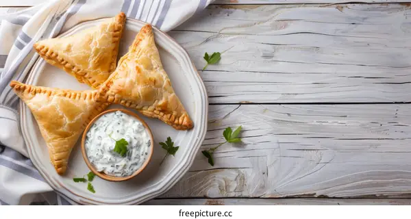 Homemade Puff Pastry Triangles Filled with Creamy Cheese