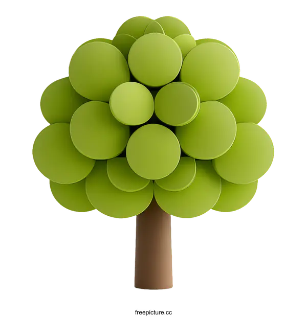[Transparent Background PNG]Cartoonish 3D Stylized Tree Illustration