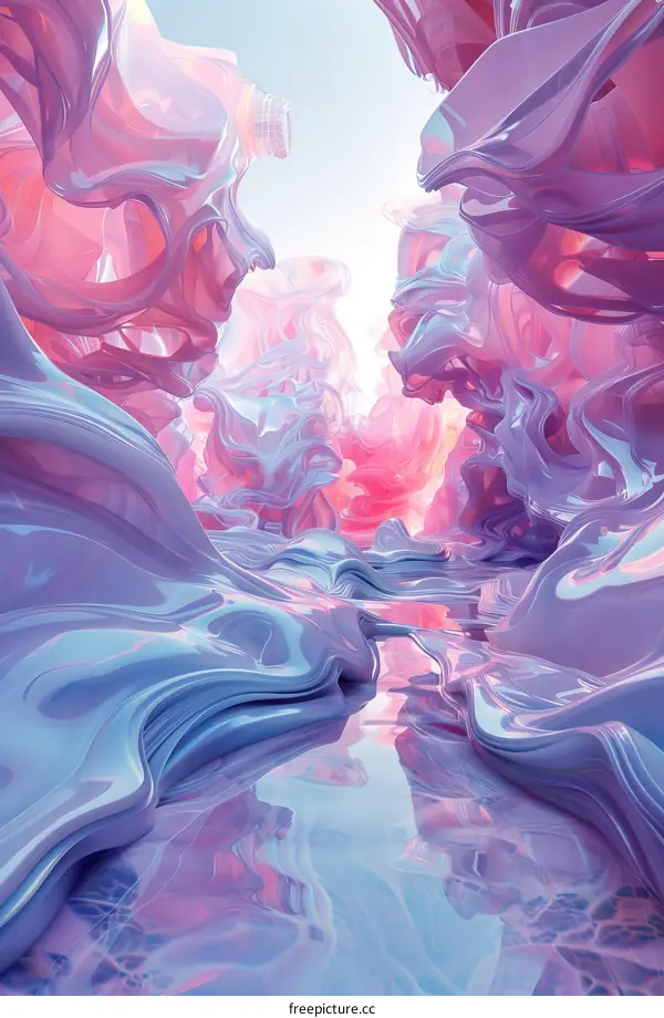 Abstract 3D Rendering of a Canyon Landscape with a River