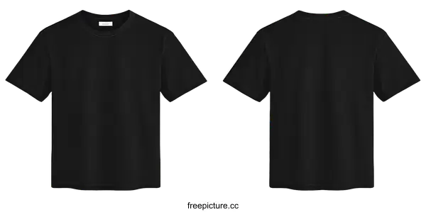 [Transparent Background PNG]Blank Black T-Shirt Mockup Front and Back View