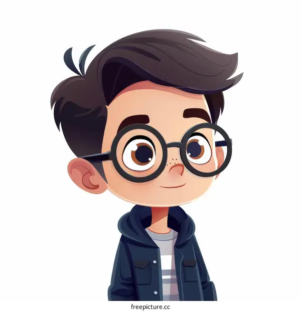 A cartoon boy with glasses