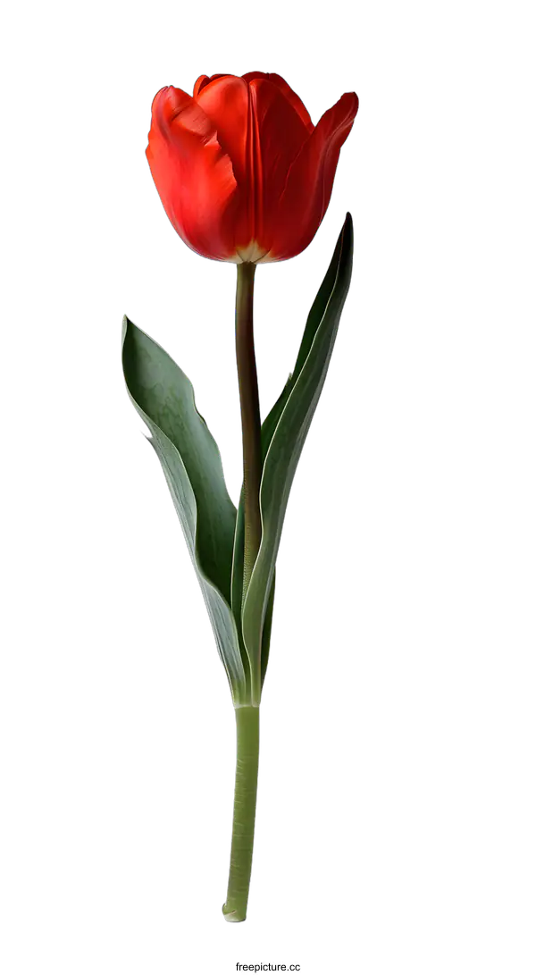 [Transparent Background PNG]Red Tulip on White Background