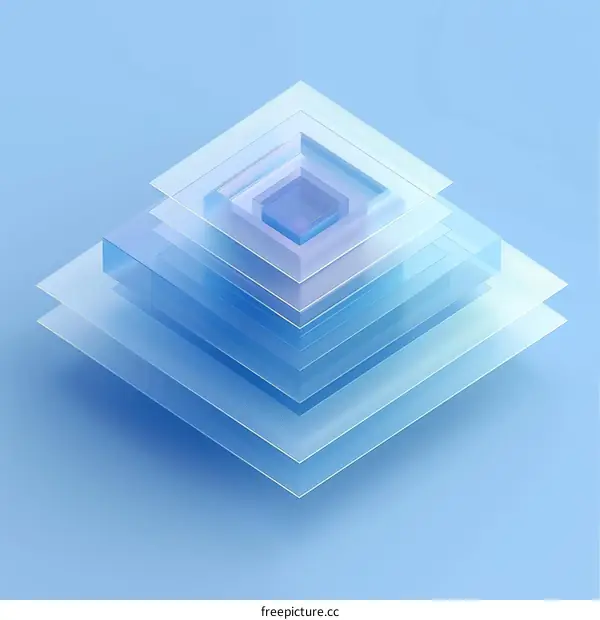 3D Rendering of an Abstract Blue Crystal Structure