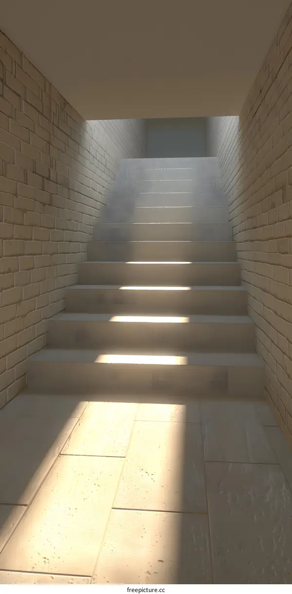 Stairway to Light in a Brick Building