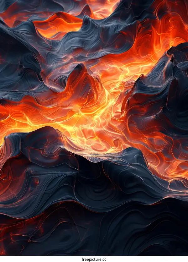 Molten Lava Flow: 3D Rendering
