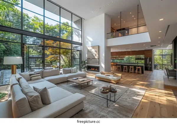 Modern House Interior Living Room with Ample Sunlight