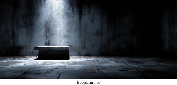 Dark Concrete Interior Scene with Spotlight