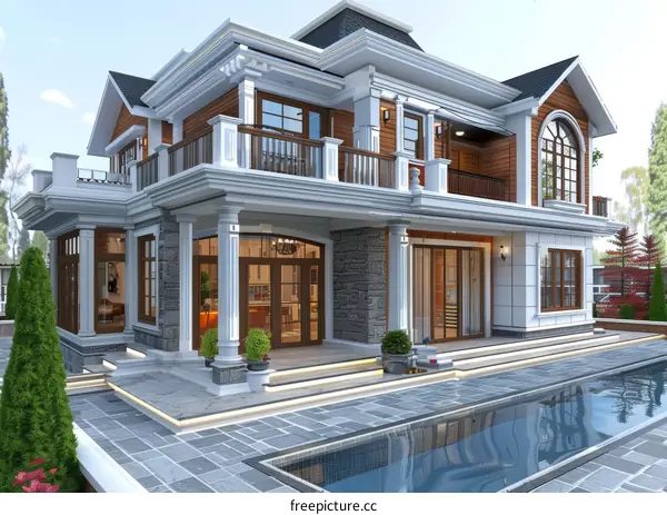 Stunning Luxury House with Inviting Pool and Lush Garden