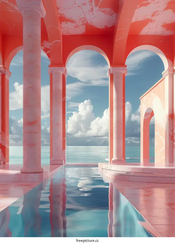 Pink Marble Architectural Poolside Fantasy