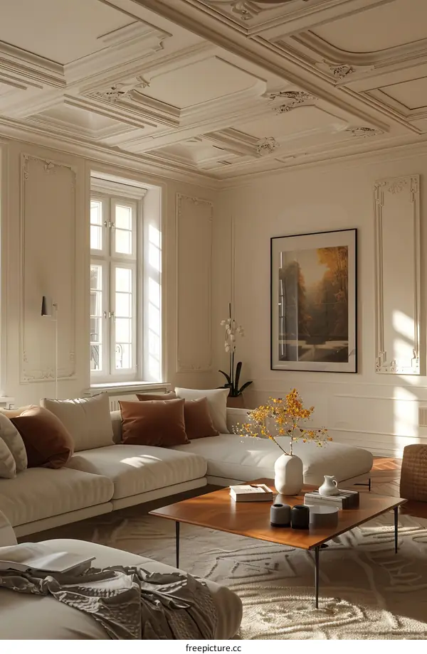 Luxury apartment with contemporary design and high ceiling