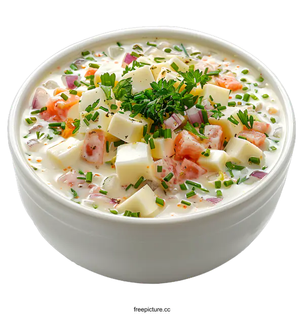 [Transparent Background PNG]A bowl of okroshka, a cold Russian soup