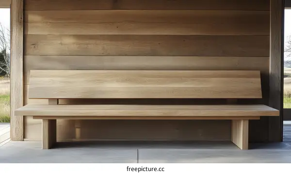 Modern Wooden Bench in a Light-Filled Space