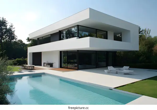 Modern White House with Swimming Pool