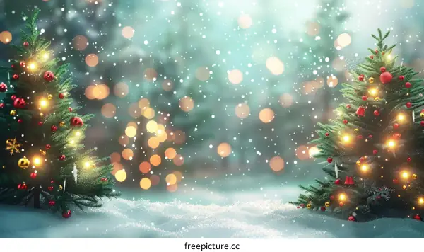 Christmas Trees in a Winter Wonderland of Snow