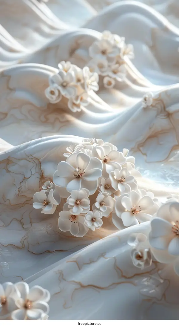 Floral Design on a Marble-like Surface