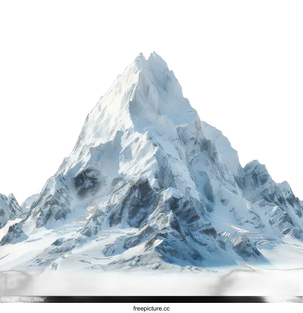 [Transparent Background PNG]Snowy mountain peak on black background