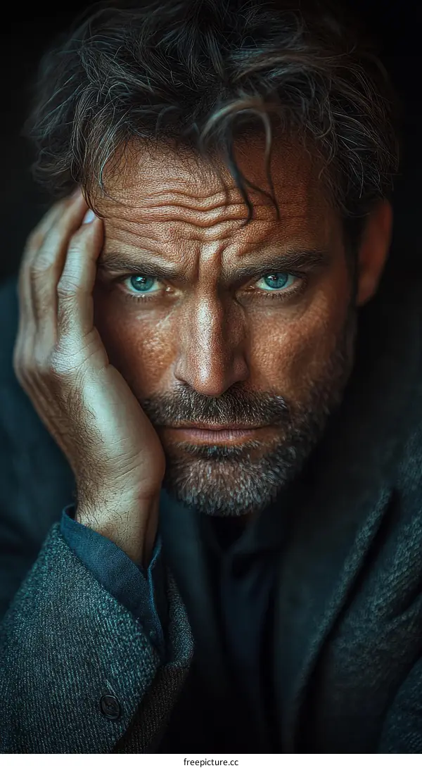 Close-up Portrait of a Thoughtful Man