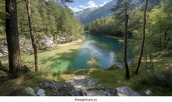Serene Mountain River Landscape