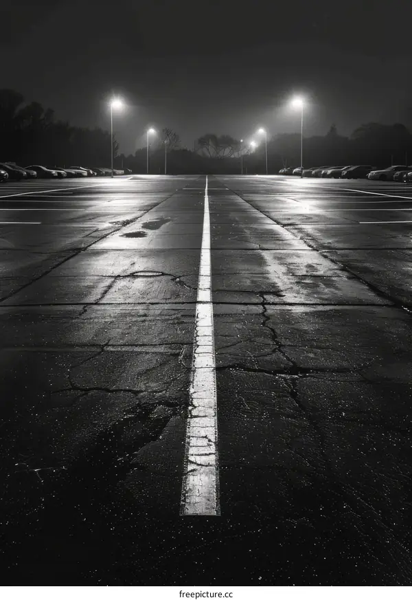 Empty Parking Lot at Night
