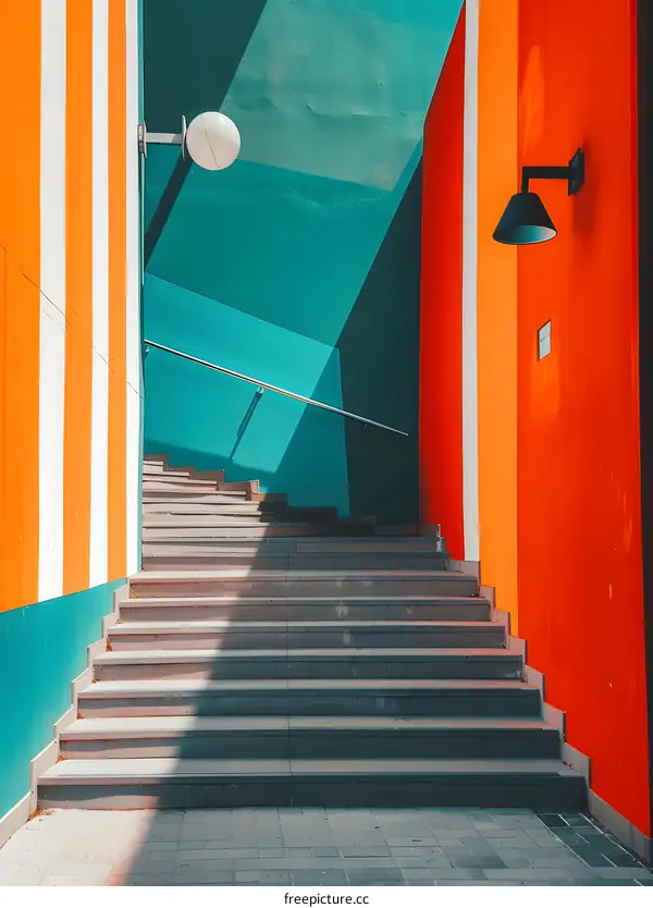 Modern Architecture Staircase with Colorful Walls