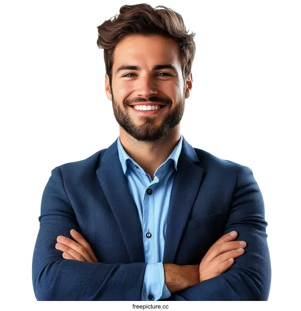 [Transparent Background PNG]Confident Caucasian Businessman Portrait