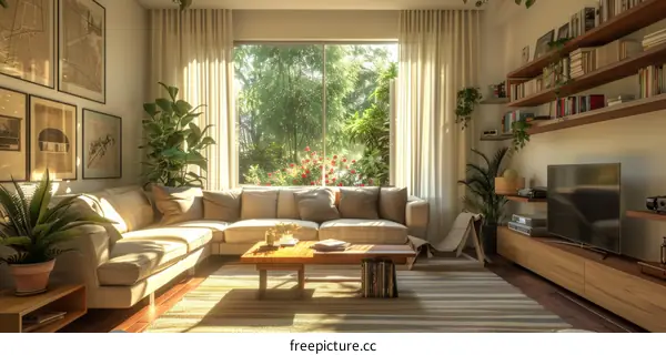 A Scandinavian-style living room with IKEA furniture