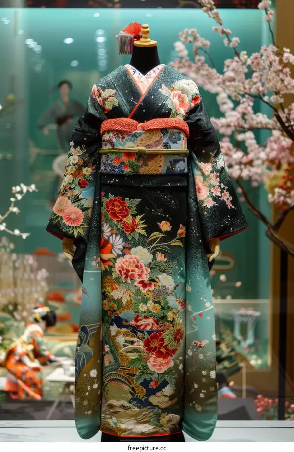 A kimono with a floral pattern