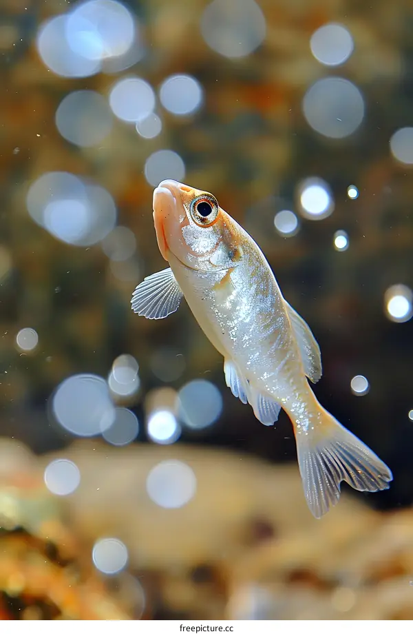 A fish is swimming in the water