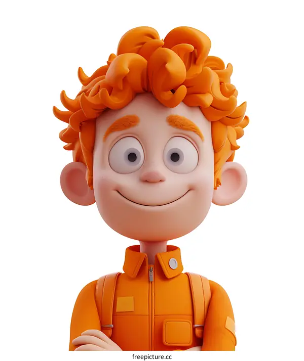 3D Render of a Smiling Boy with Red Hair
