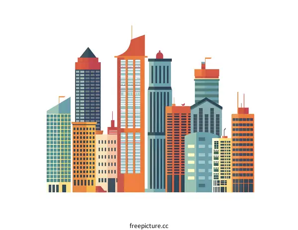 Modern Cityscape Skyline Illustration