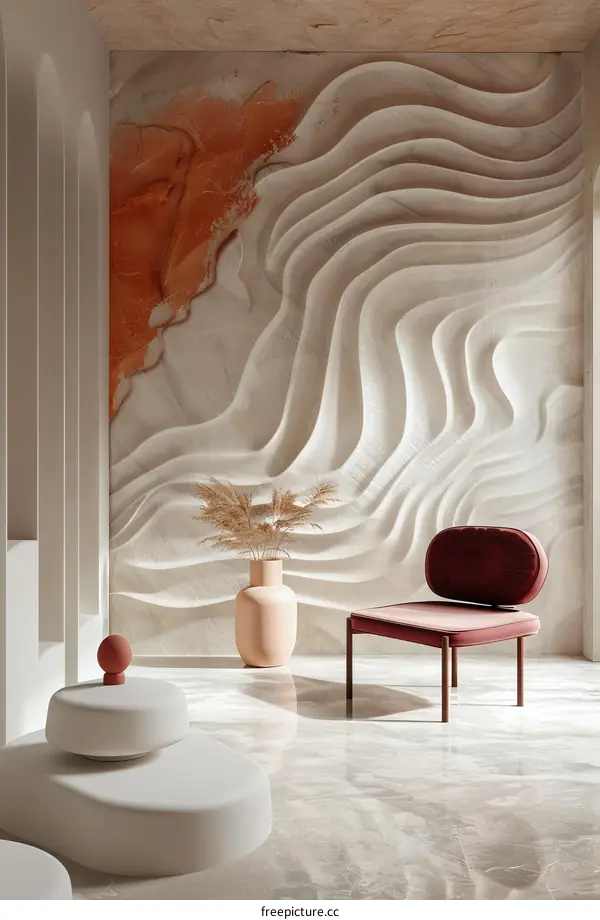 Modern Minimalist Interior Design with Abstract Wall