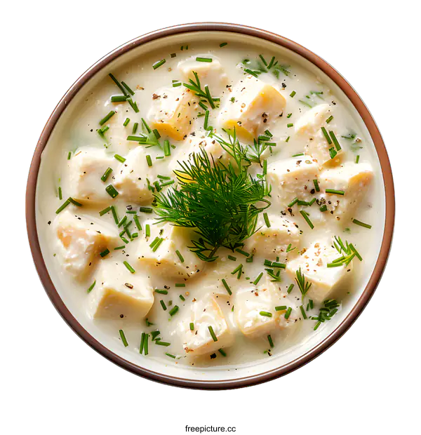 [Transparent Background PNG]Creamy Fish Stew in a Bowl