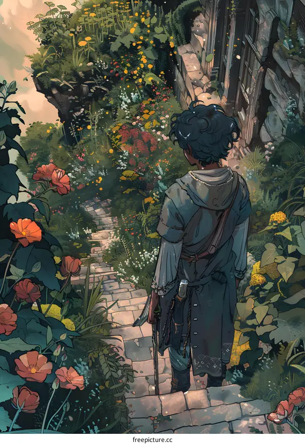 Solitary Traveler in an Enchanted Garden