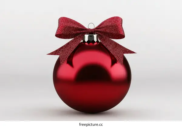 Red Christmas Ornament with Glittery Ribbon