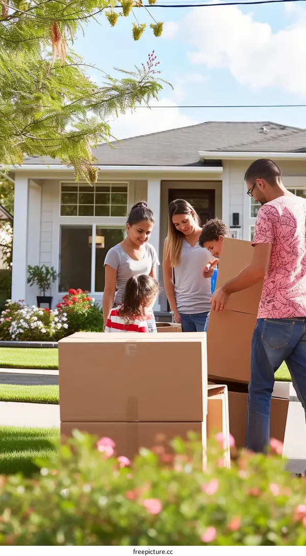 Hispanic family moving into new home