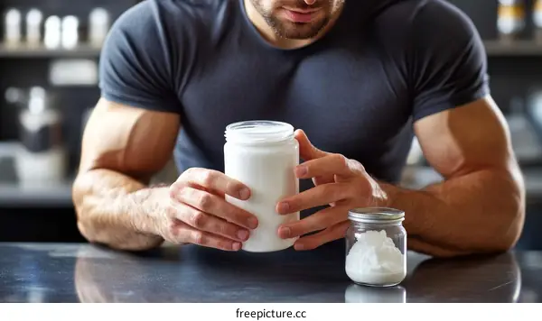 Man Holding Protein Supplements